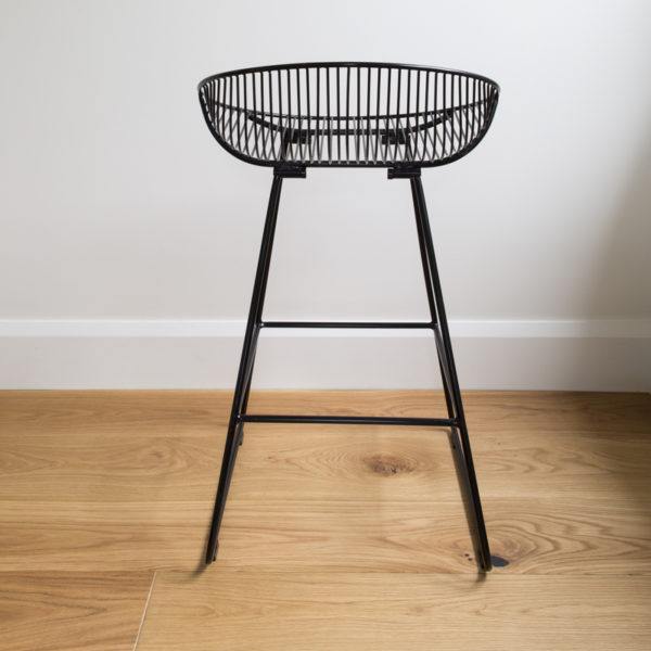 Black wire Rangitoto kitchen barstool with curved wire seat