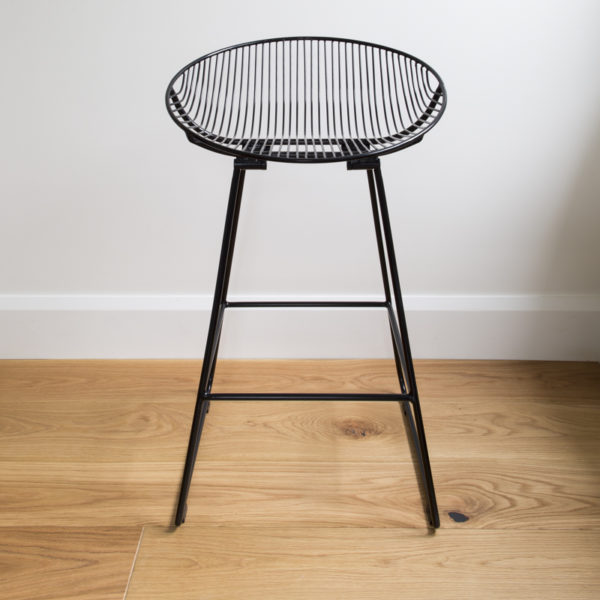 Black wire Rangitoto kitchen stool or barstool, by Ico Traders