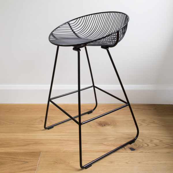 Black wire barstool with a rounded wire seat, by Ico Traders