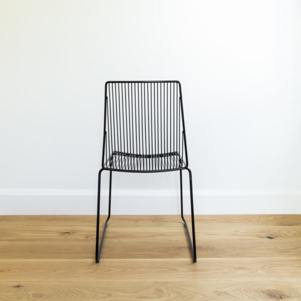 Back view of Black metal wire dining chair. Outdoor furniture. Devonport chair by Ico Traders.