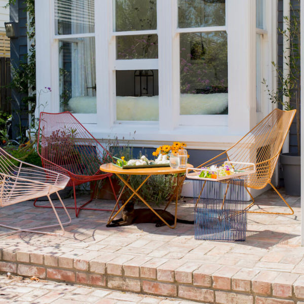 Outdoor furniture. Piha outdoor chairs with the Oneroa outdoor table & the Willowby wire side table.