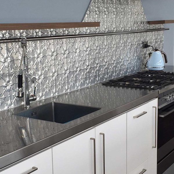 Original patterned pressed metal kitchen splashback by Pressed Tin Panels®