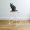 White Woodbury kitchen barstool, wire legs, solid oak rounded top