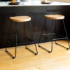 Wire furniture. Wire & solid Oak kitchen stools.