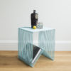 Wire furniture. Aqua wire side table with zigzag as a magazine rack.