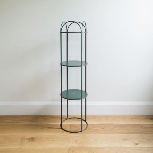 three levelled, round metal wire plant stand