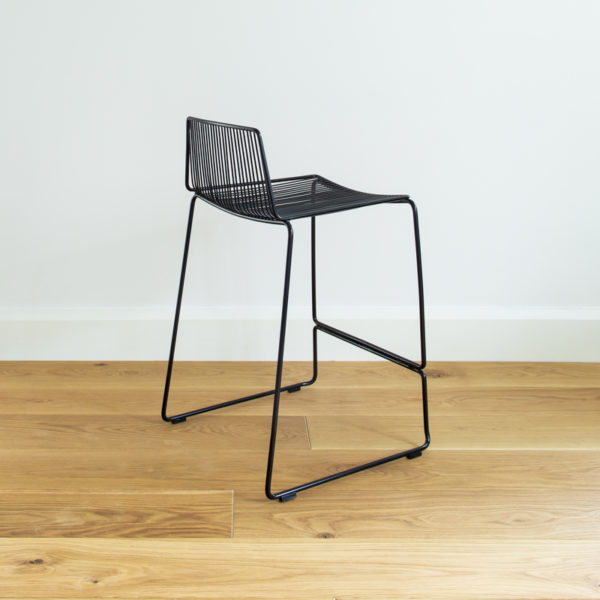 Wire barstool with backrest by Ico Traders. Black Dunedin barstool