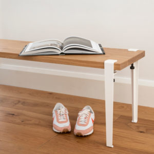 Welcome bench by Ico Traders. Solid Oak with white Tiptoe 43cm legs.