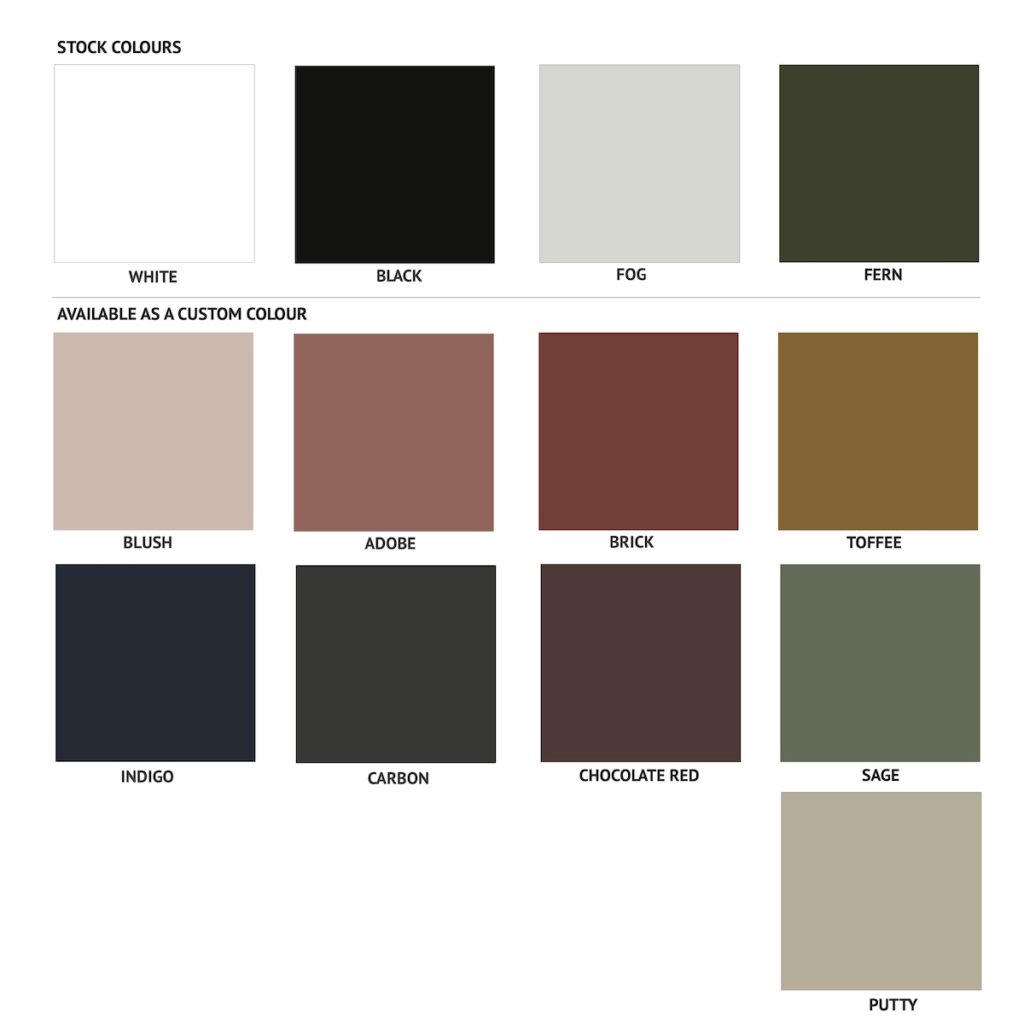 Portobello Chair & Omaha Table powdercoat colour chart