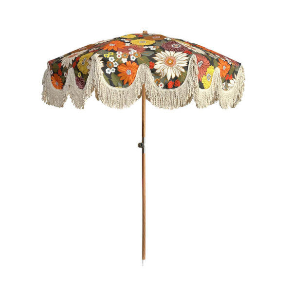 Retro tasseled sun umbrella, large, easy to set up