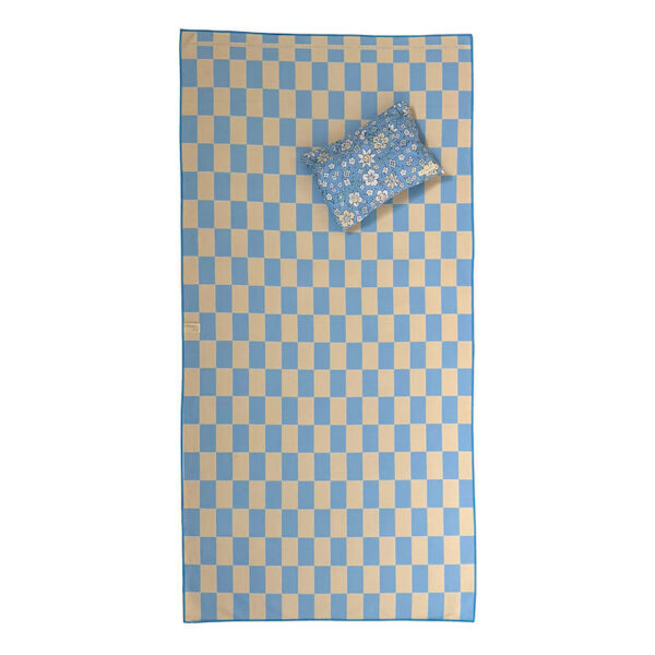 Sand free yellow and blue Greece aesthetic beach towel