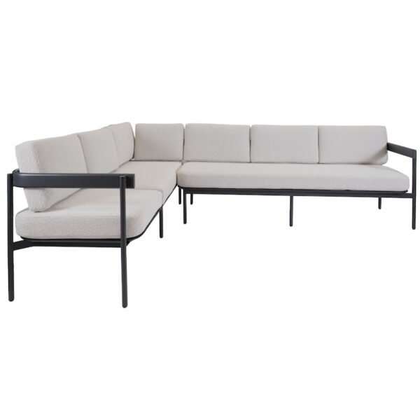 Benson Outdoor Corner Lounging Sofa powder-coated aluminium frame six-seater in Carbon finish