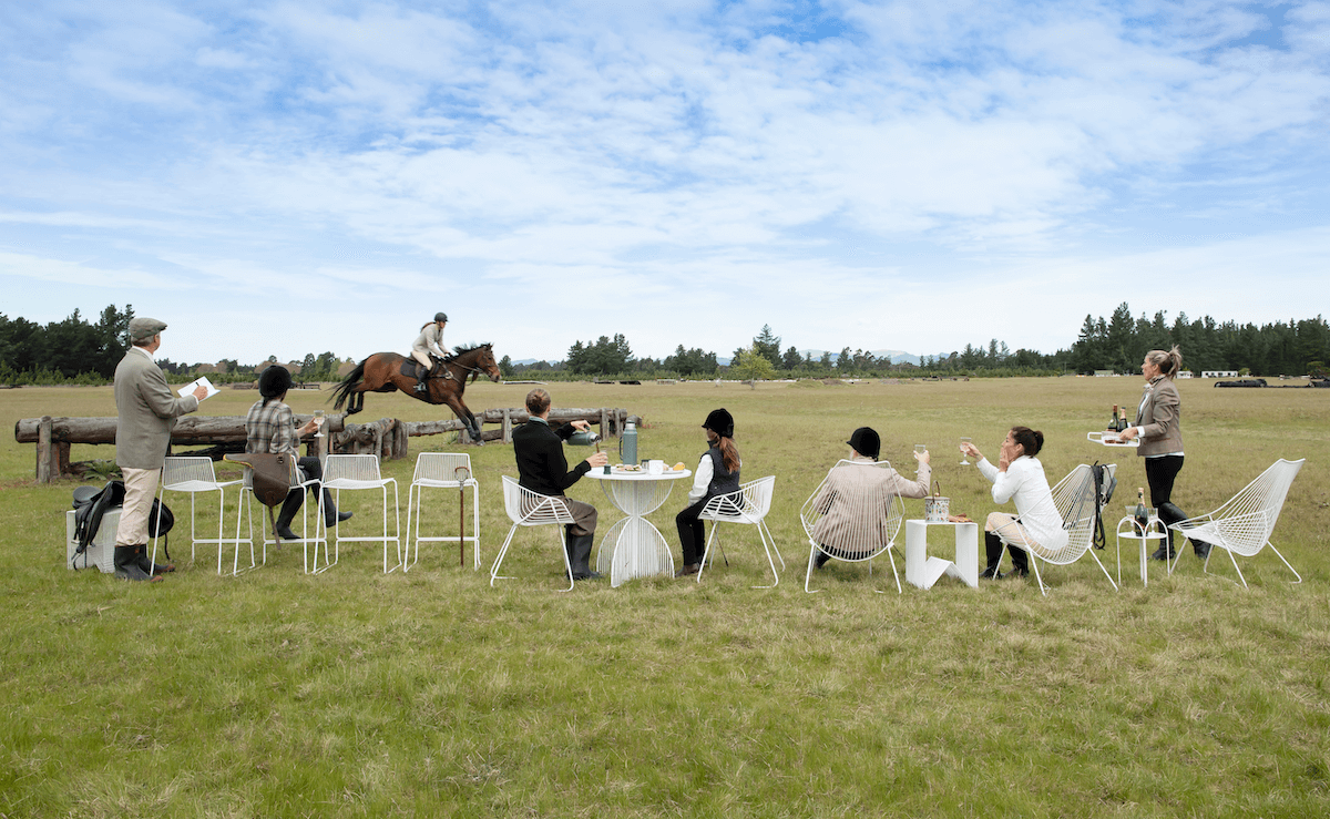 A playful nod to Slim Aarons’ country-club style. This horseriding moment shows how Ico Traders’ outdoor wire furniture works anywhere — from poolside to paddocks.