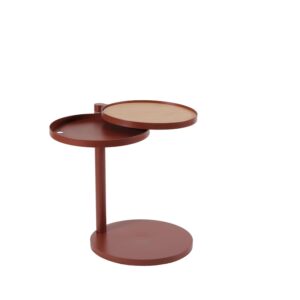 Adjustable aluminium Dotty side table with removable oak inserts for indoor and outdoor use