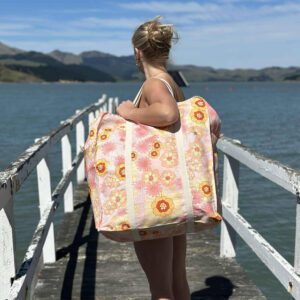 Stuffer Bag by Ico Traders in a pink & yellow floral called Marshmallow Fruitsalad