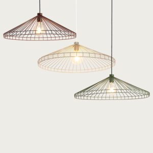 3 light pendants, deisgned by Ico Traders & Mr Ralph, putty, chocolate red, and fern green.