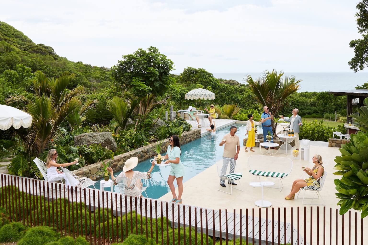 White Lotus/Slim Aarons inspired brand shoot for Ico Traders NZ