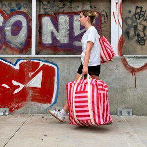 NZ, Ico Traders Lebon Bon striped stuffer bag.