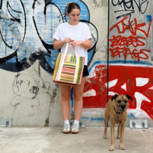 Ico Traders Market bag in French stripe design.