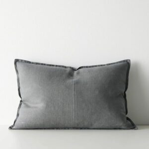Washed Linen Cushion - Steel