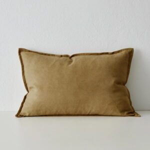 Sergeant linen blend cushion by Weave on sofa, neutral indoor cushion with soft texture New Zealand homewares