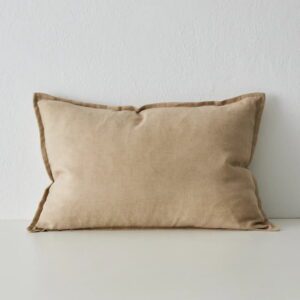 Ecru linen blend cushion by Ico Traders on sofa, neutral indoor cushion with soft texture New Zealand homewares