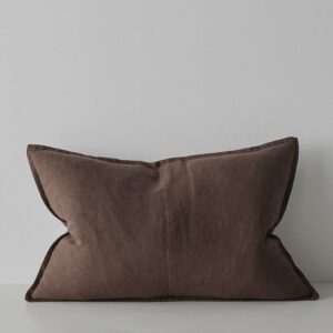 Como Linen cushion in Cocoa Chocolate Brown colourway, measures 60 x 40cm