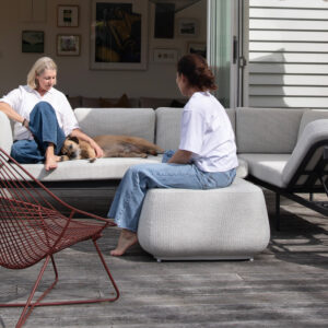 Outdoor setting for the New Zealand climate. Benson Outdoor corner lounging sofa & outdoor ottoman
