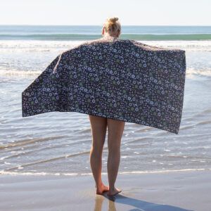 Ico Traders' Chocolate Flower & Liquorice Stripe Sandfree swim towel NZ