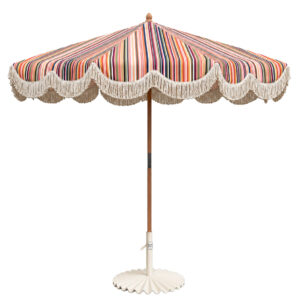Large retro sun umbrella. Market Umbrella Nougat Stripe by Ico Traders NZ