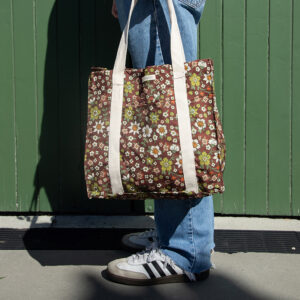 Canvas Market Bag - Chocolate Flower