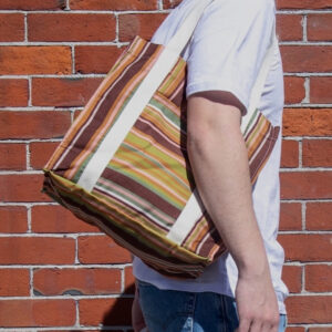 retro striped canvas market bag by Ico Traders